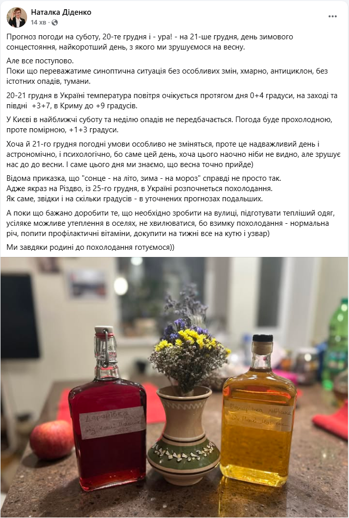 Зимове сонцестояння без морозів: яка погода буде на вихідних і коли прийде холод