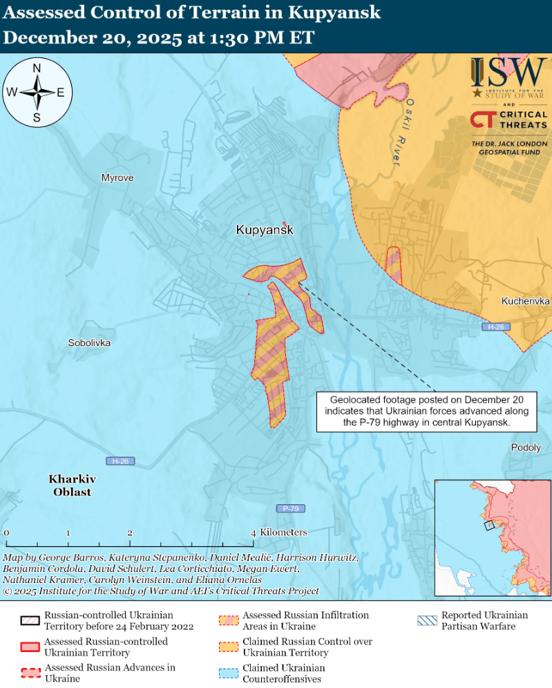 ISW: ЗСУ просунулися в центральній частині Куп’янська