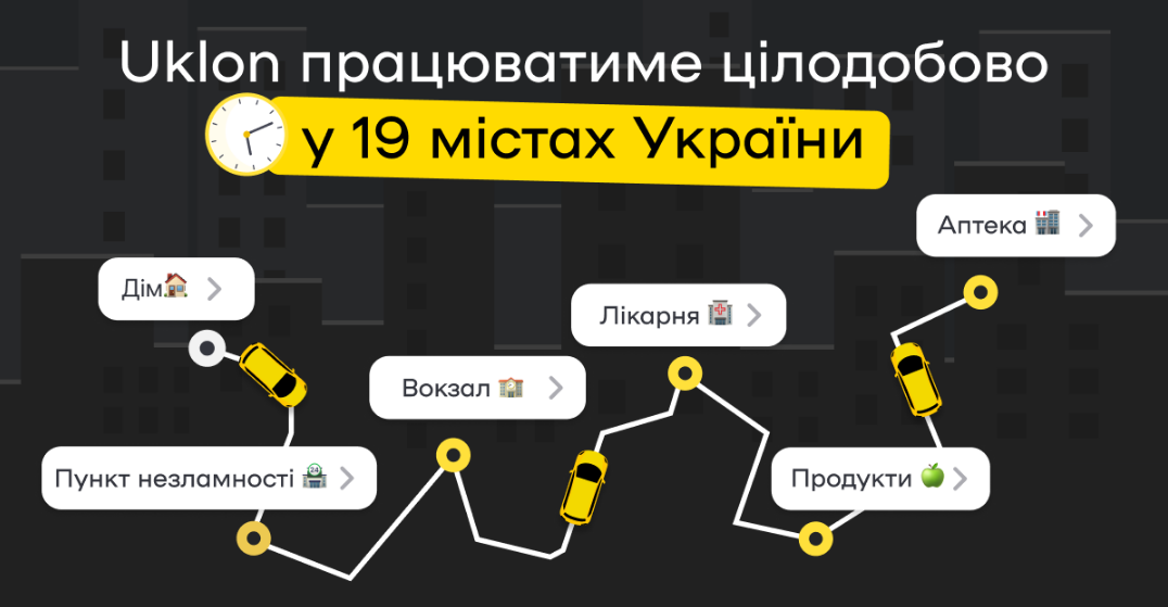 Сервіс Uklon запрацює цілодобово у 19 містах України: що відомо про умови