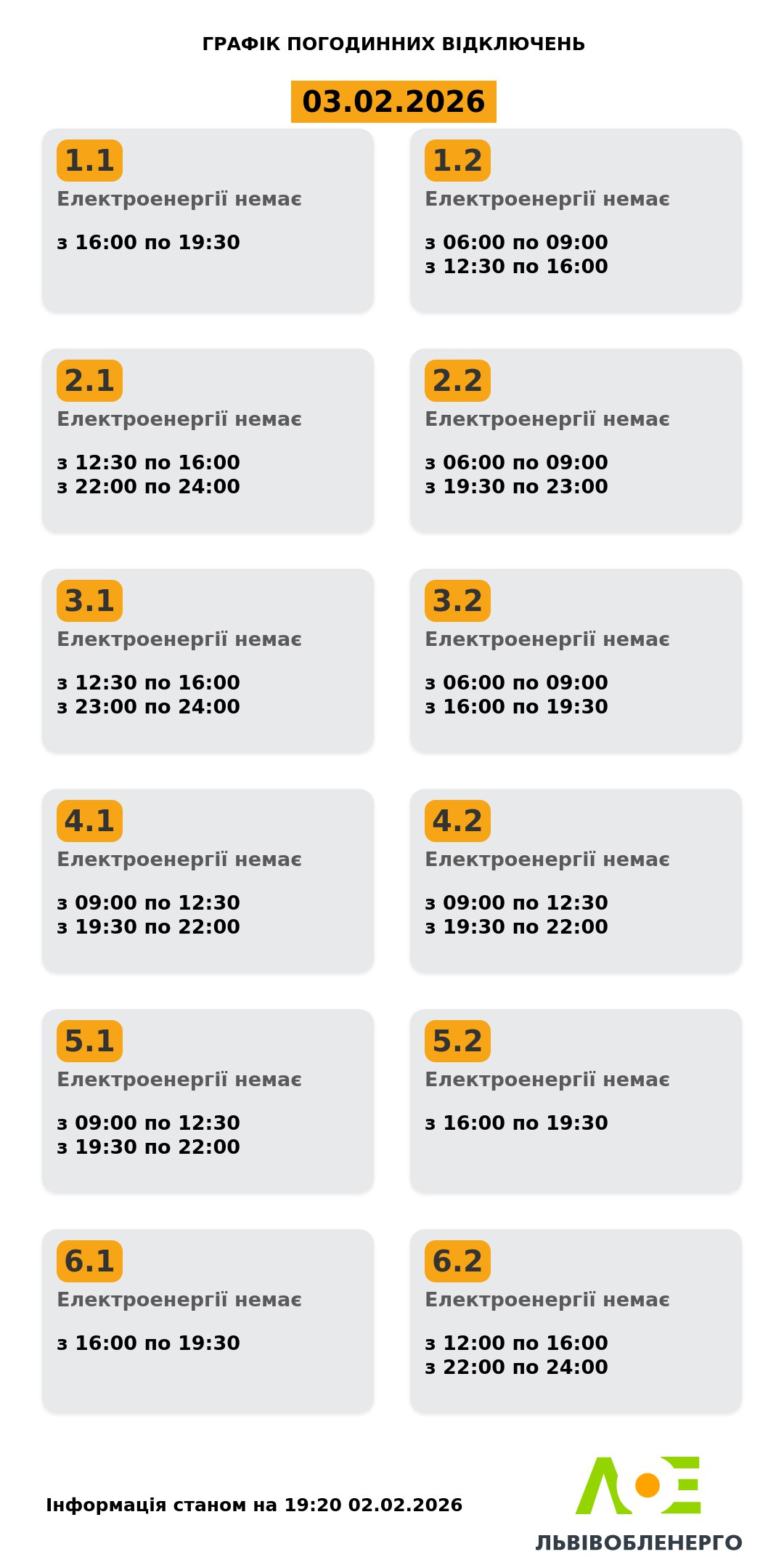 Когда не будет света 3 февраля: графики отключений по областям