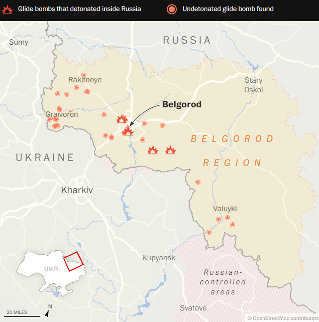 Оккупанты "уронили" десятки бомб на Белгородскую область: WP раскрыло данные РФ
