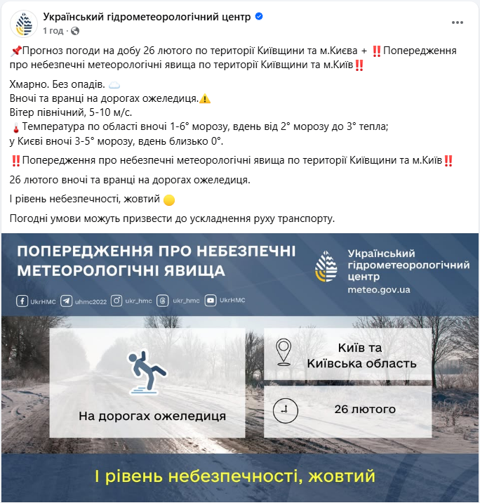 Скользкие дороги и подъем воды в реках: что будет с погодой в Украине завтра