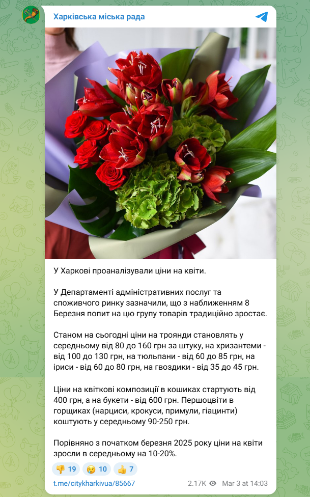 Время готовить кошельки: как выросли цены на цветы и какие самые дорогие перед 8 марта в Харькове