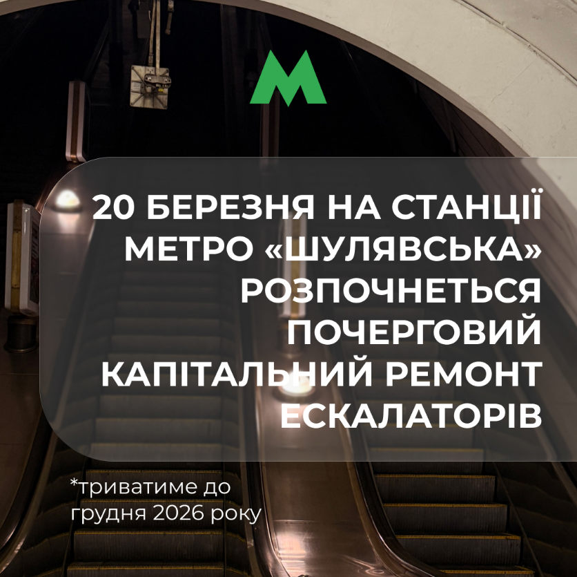 Майже до кінця 2026 року: на одній зі станцій метро Києва стартує капремонт ескалаторів