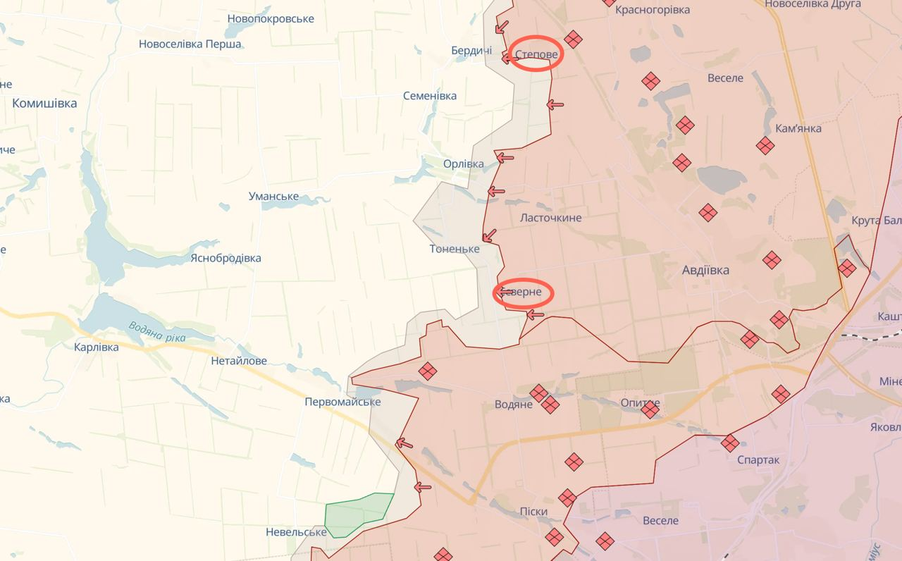 ЗСУ на Авдіївському напрямку відійшли від сіл Сєверне та Степове