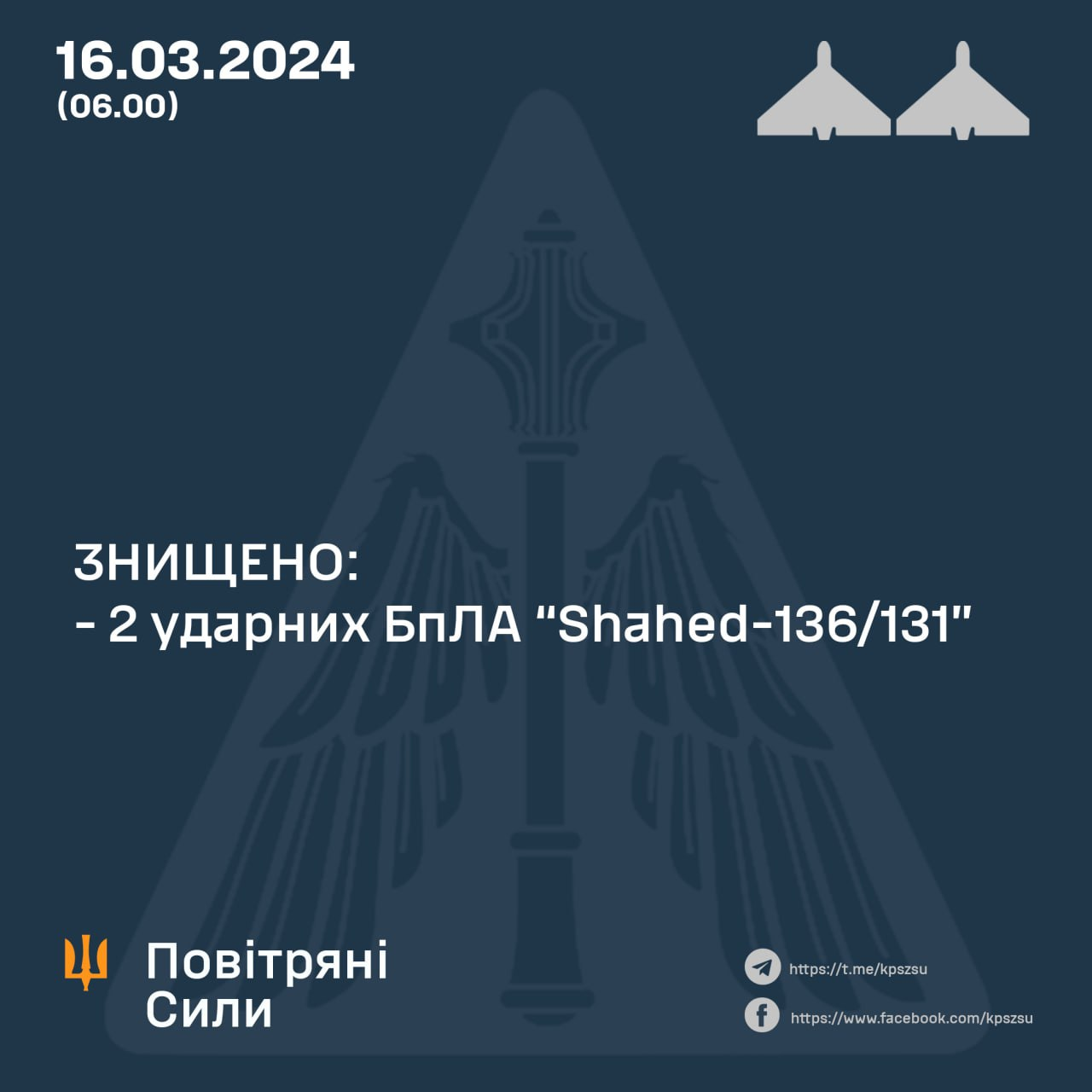 Війська РФ вночі атакували Україну "Шахедами": скільки цілей збила ППО