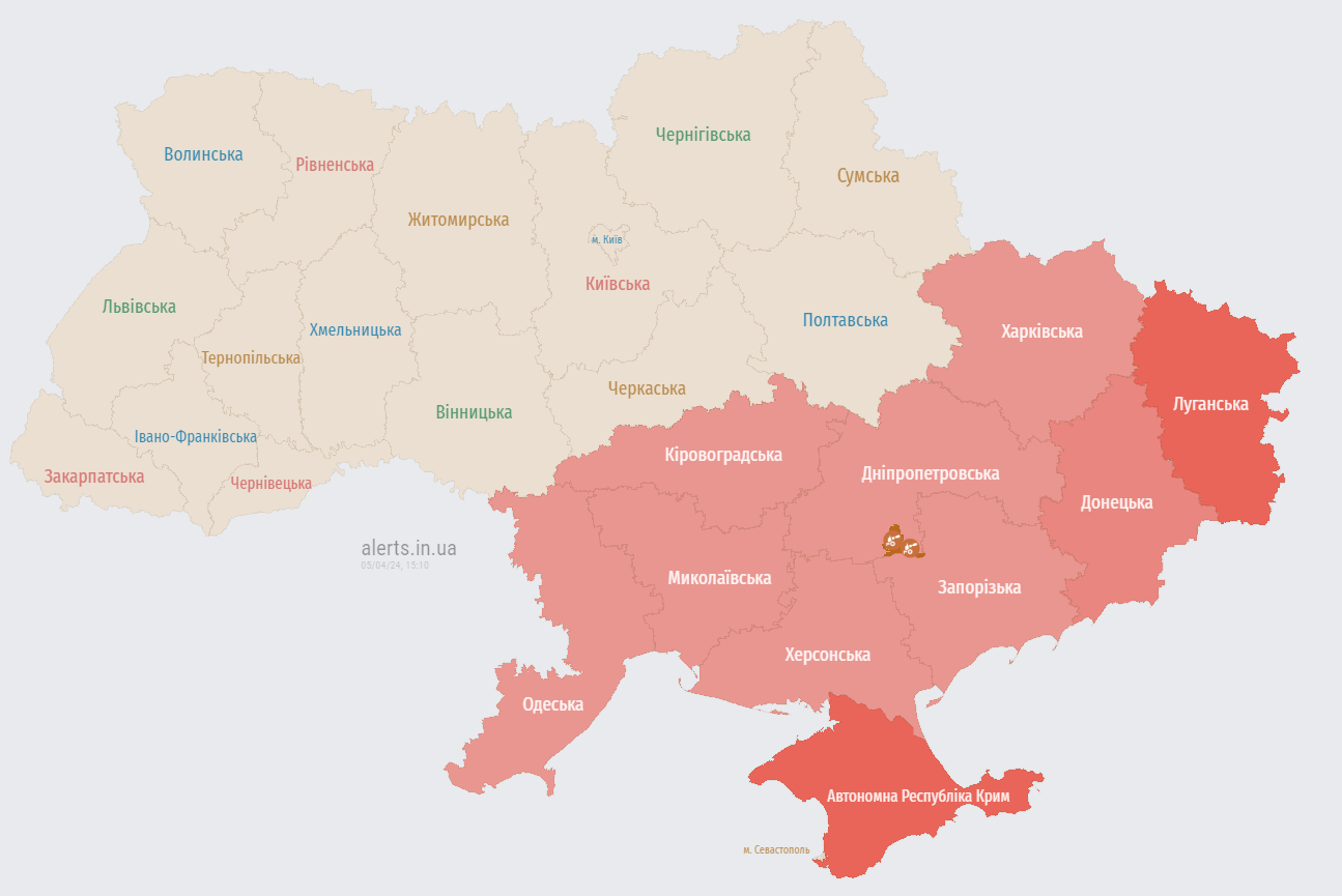 У низці областей України тривога через балістику та Ту-22м3