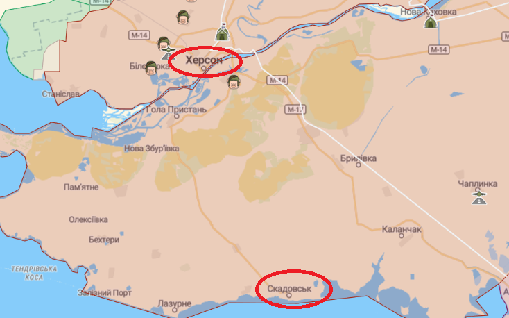 Оккупанты переместили свою "администрацию" из Херсона в Скадовск, - Генштаб