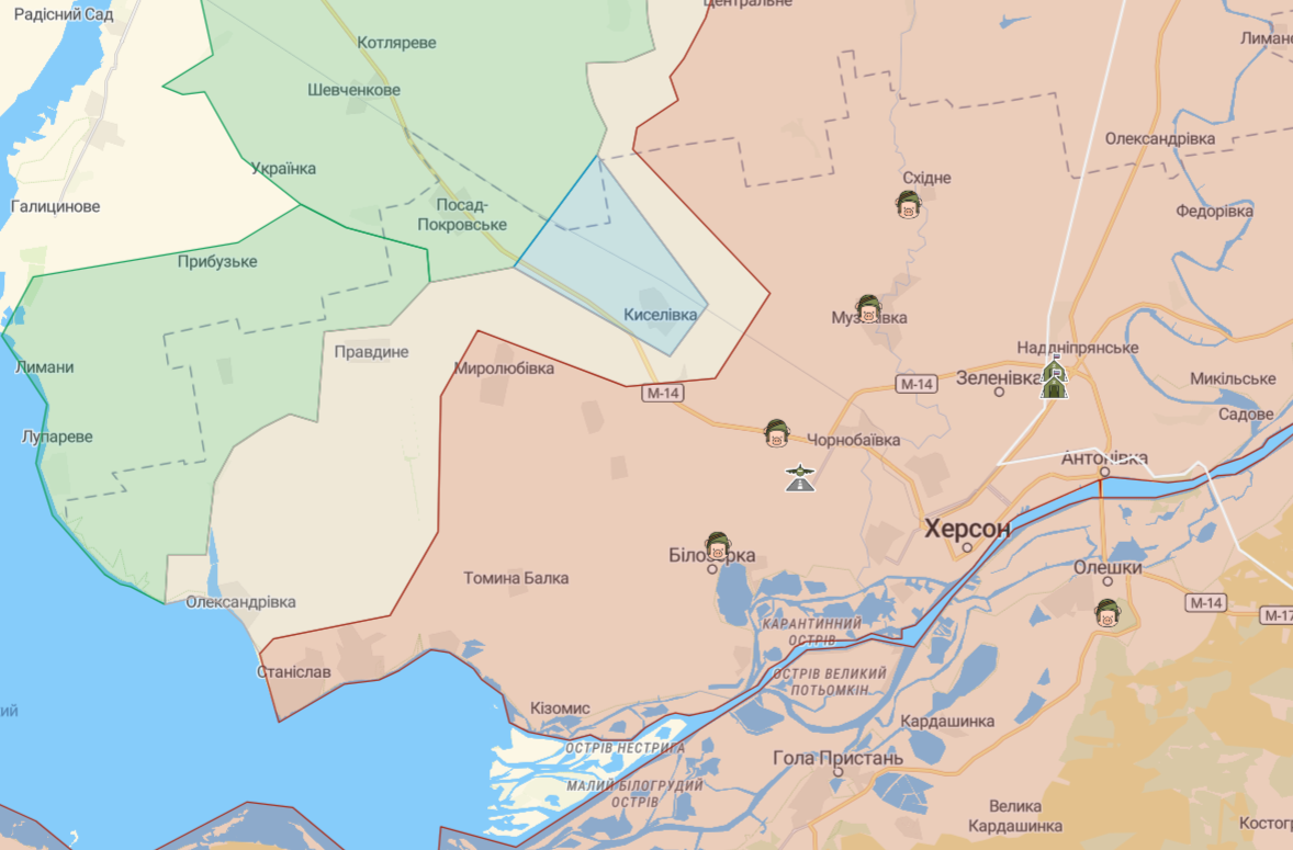 ЗСУ продовжують наступ під Херсоном. Актуальна мапа боїв в Україні