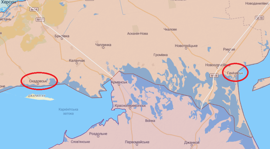 Частина окупантів відходять зі Скадовського та Генічеського районів, - Генштаб