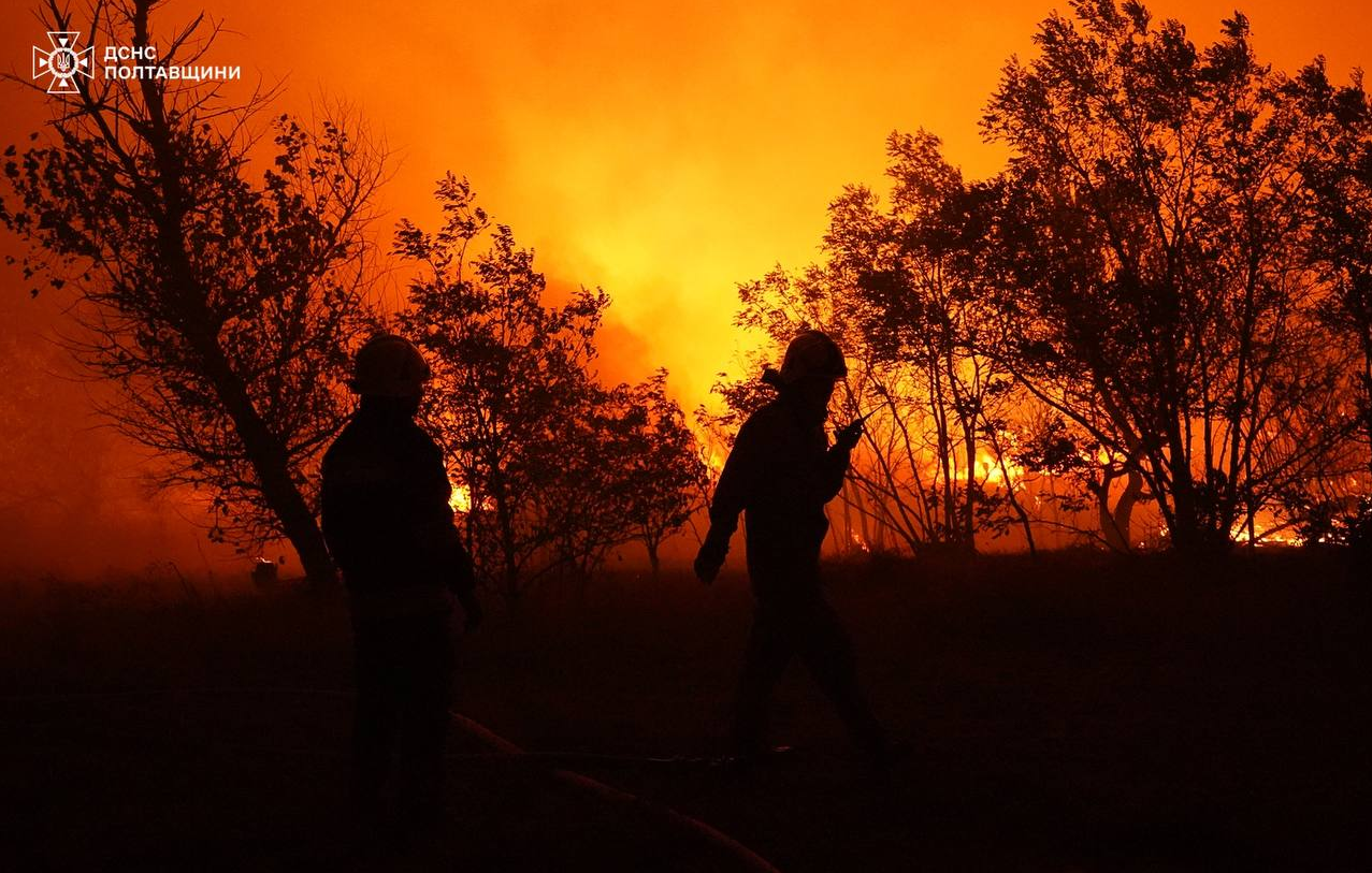 У Полтавській області палає ліс між селами: як рятують людей від вогню (фото)