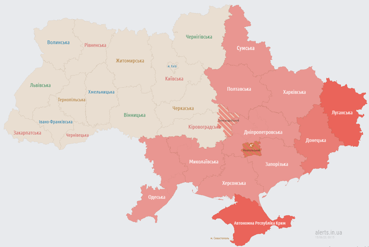 В Україні оголошено повітряну тривогу, повідомляють про ракети і дрони