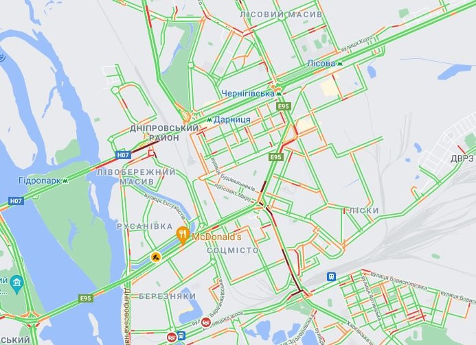 Киев сковали пробки из-за репетиции парада ко Дню Независимости: карта