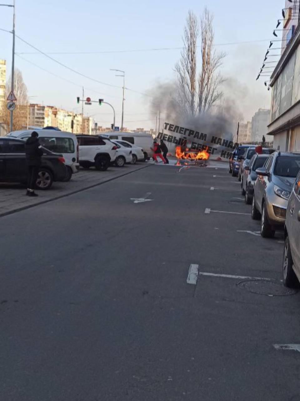 На столичній Троєщині спалахнула пожежа: горів автомобіль