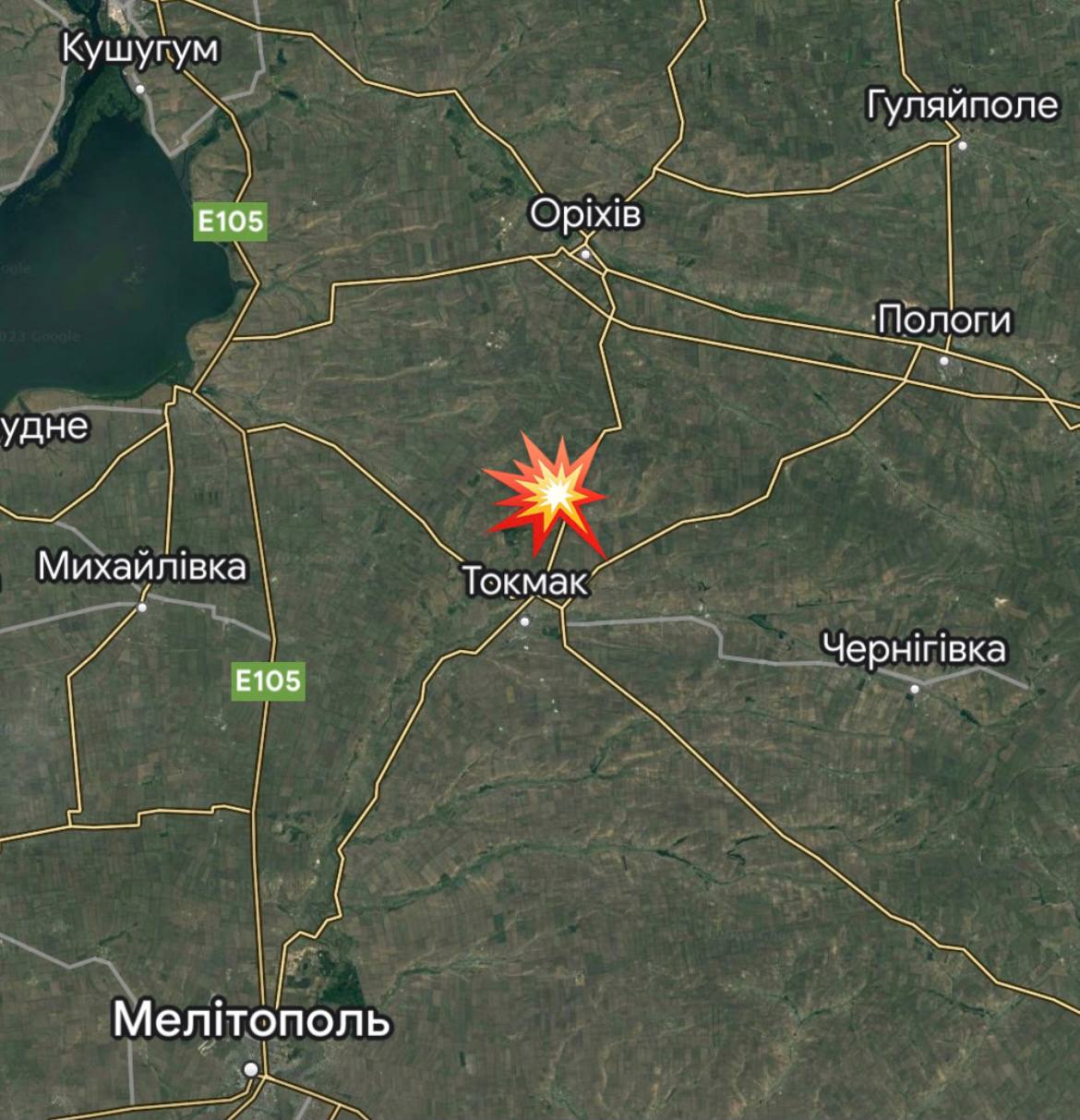 В районі окупованого Токмака пролунала серія вибухів