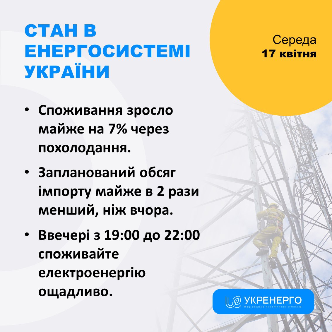 Потребление электроэнергии из-за похолодания стремительно растет, - "Укрэнерго"