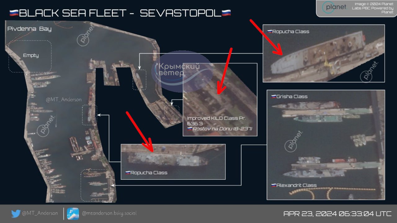 У Севастополі на ремонті стоять три великі десантні кораблі РФ (супутникові знімки)