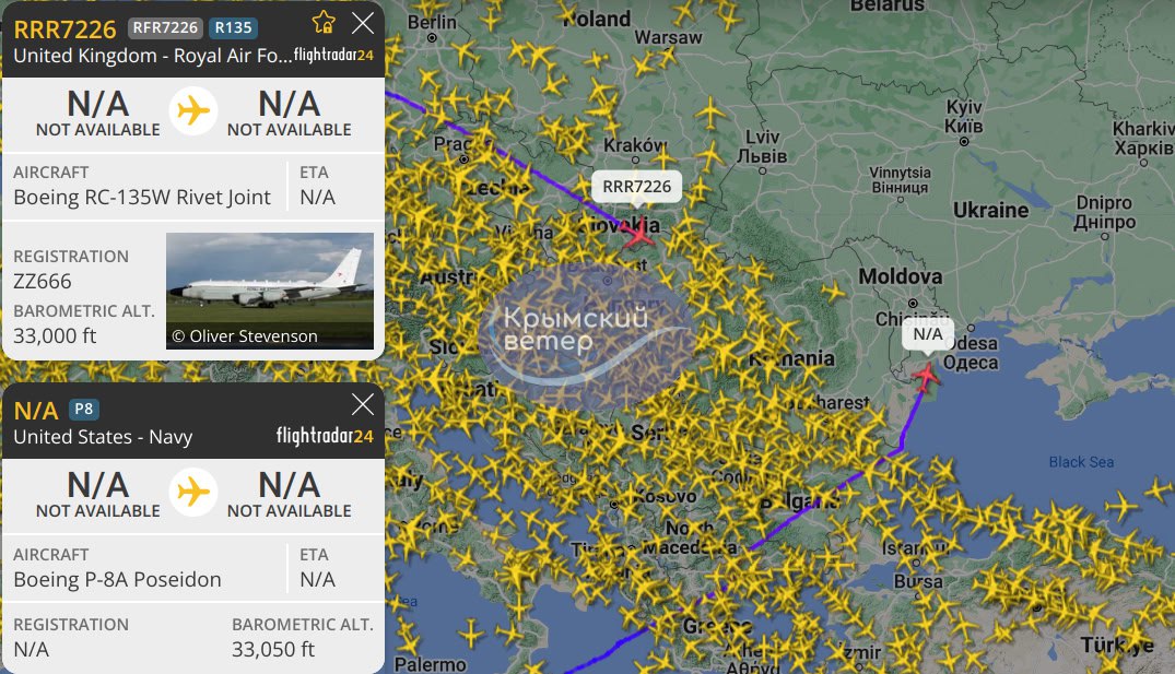 Два самолета НАТО прибыли в Румынию для разведки на крымском направлении, - "Крымский ветер"