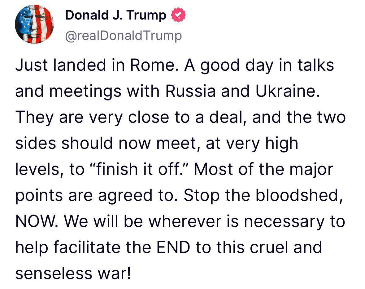 Дуже близькі до домовленості: Трамп заявив, що Україна і РФ мають "поставити крапку"