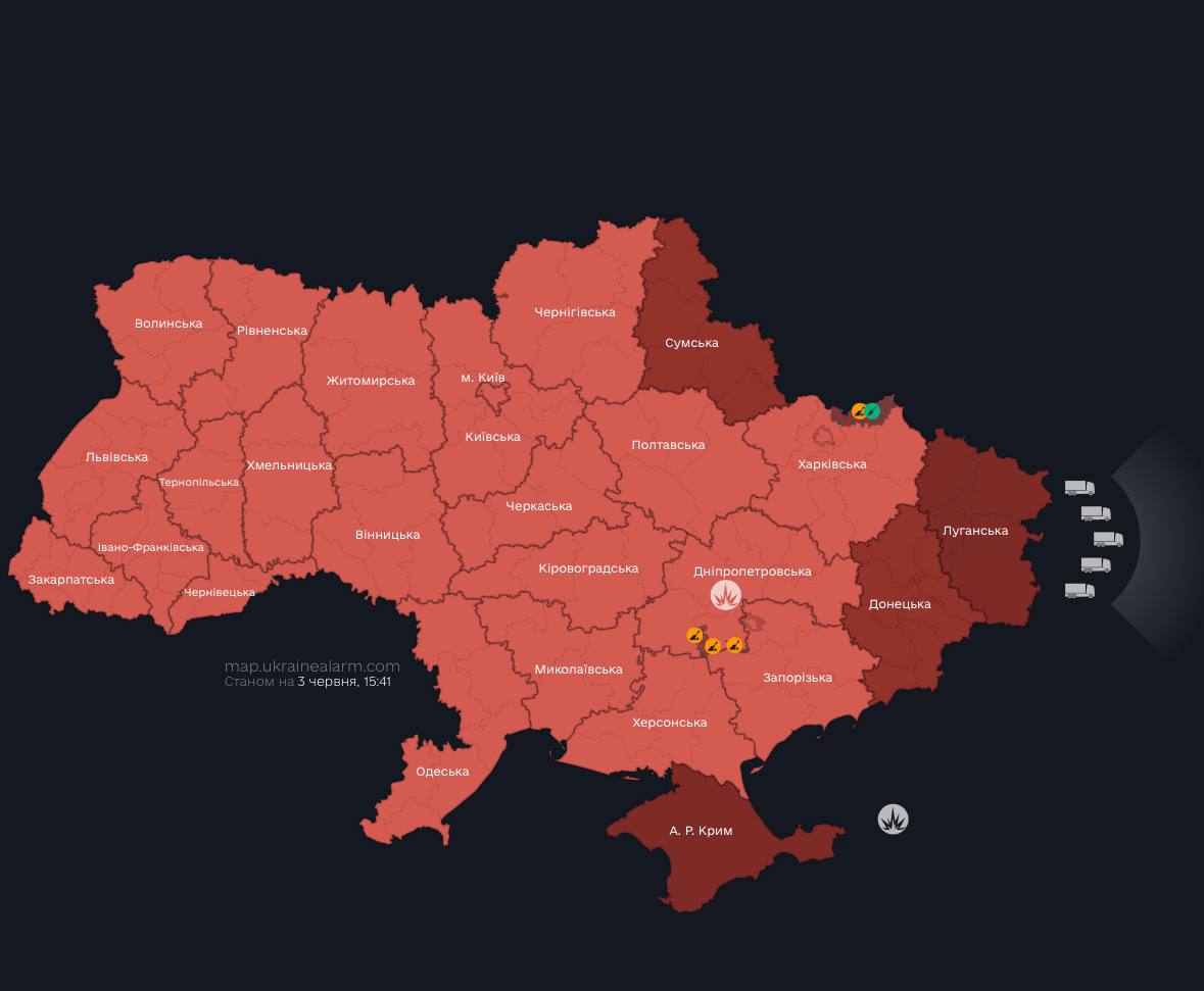 Загроза балістики. В Україні втретє за добу масштабна повітряна тривога