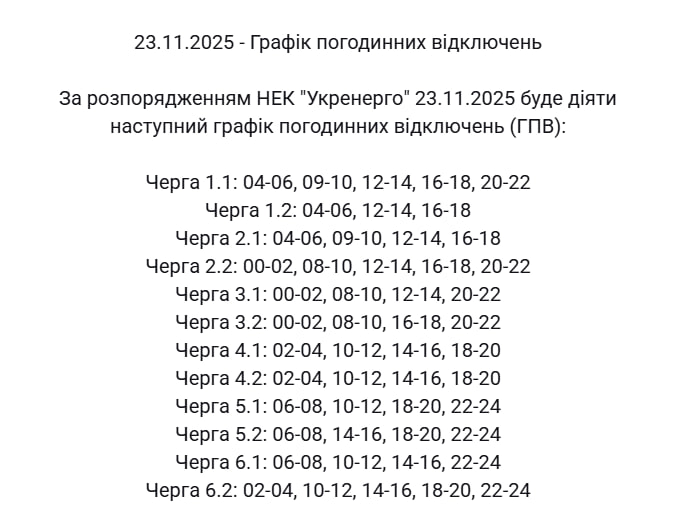 Які сьогодні графіки відключення світла в Україні: повний список по областях