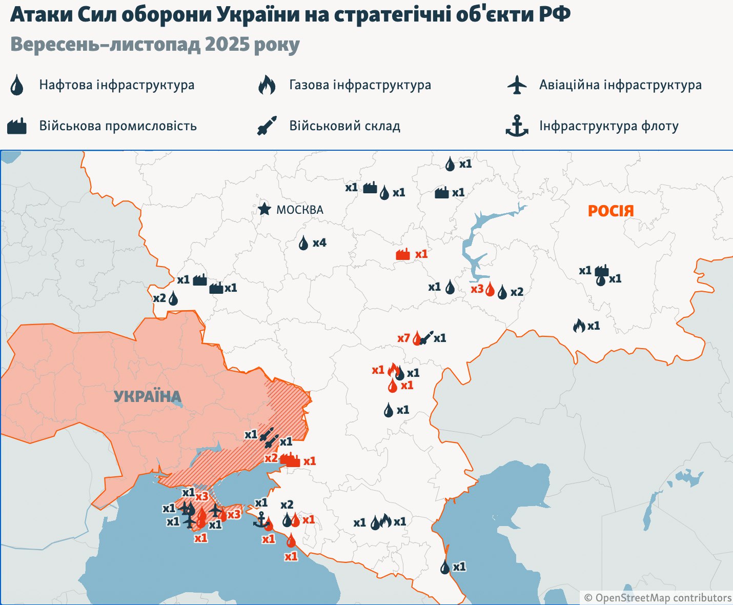 СМИ показали масштабы осенних ударов Украины по объектам РФ: спутниковые снимки