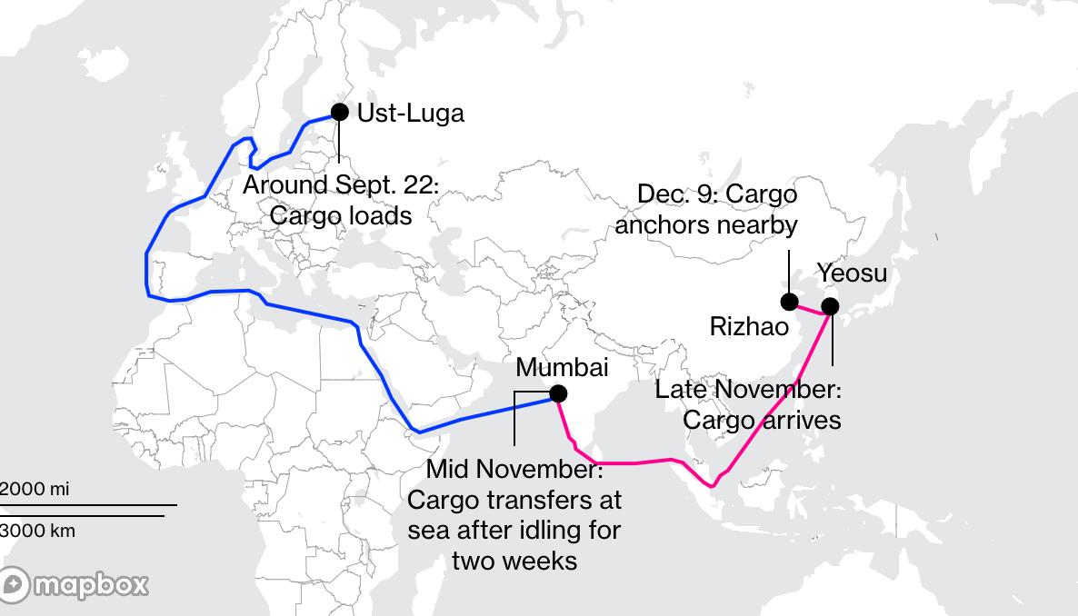 Танкер з російською нафтою прибув до Китаю заплутаним маршрутом, - Bloomberg
