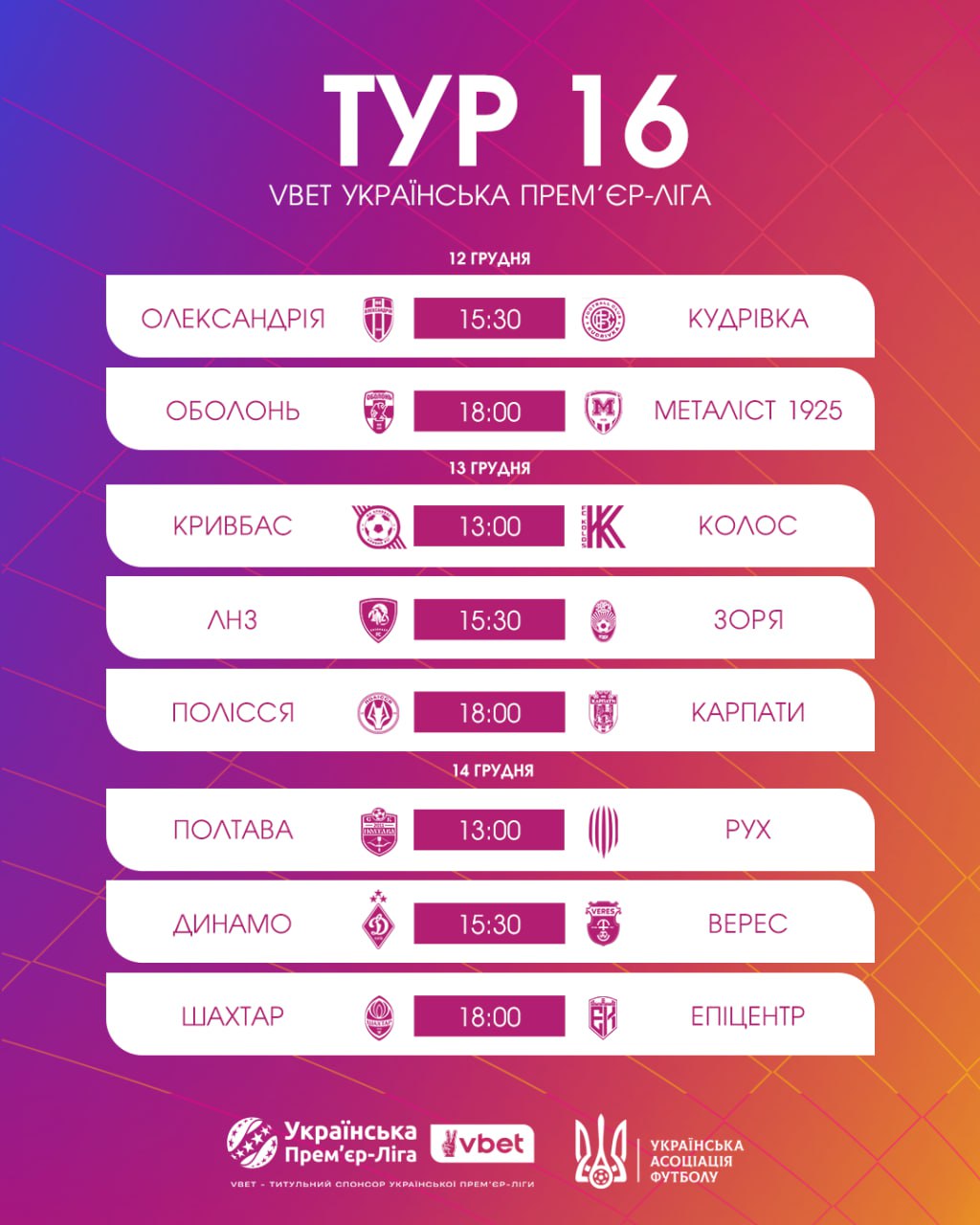Останній вихід УПЛ: розклад матчів та трансляцій завершального туру 2025 року