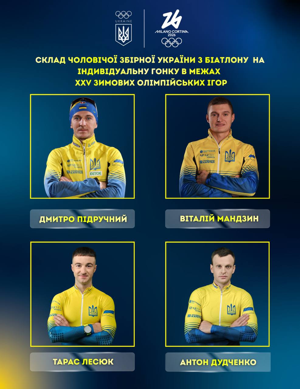 Хто виступить у біатлоні в першій особистій гонці ОІ-2026: тренери збірної України зробили вибір