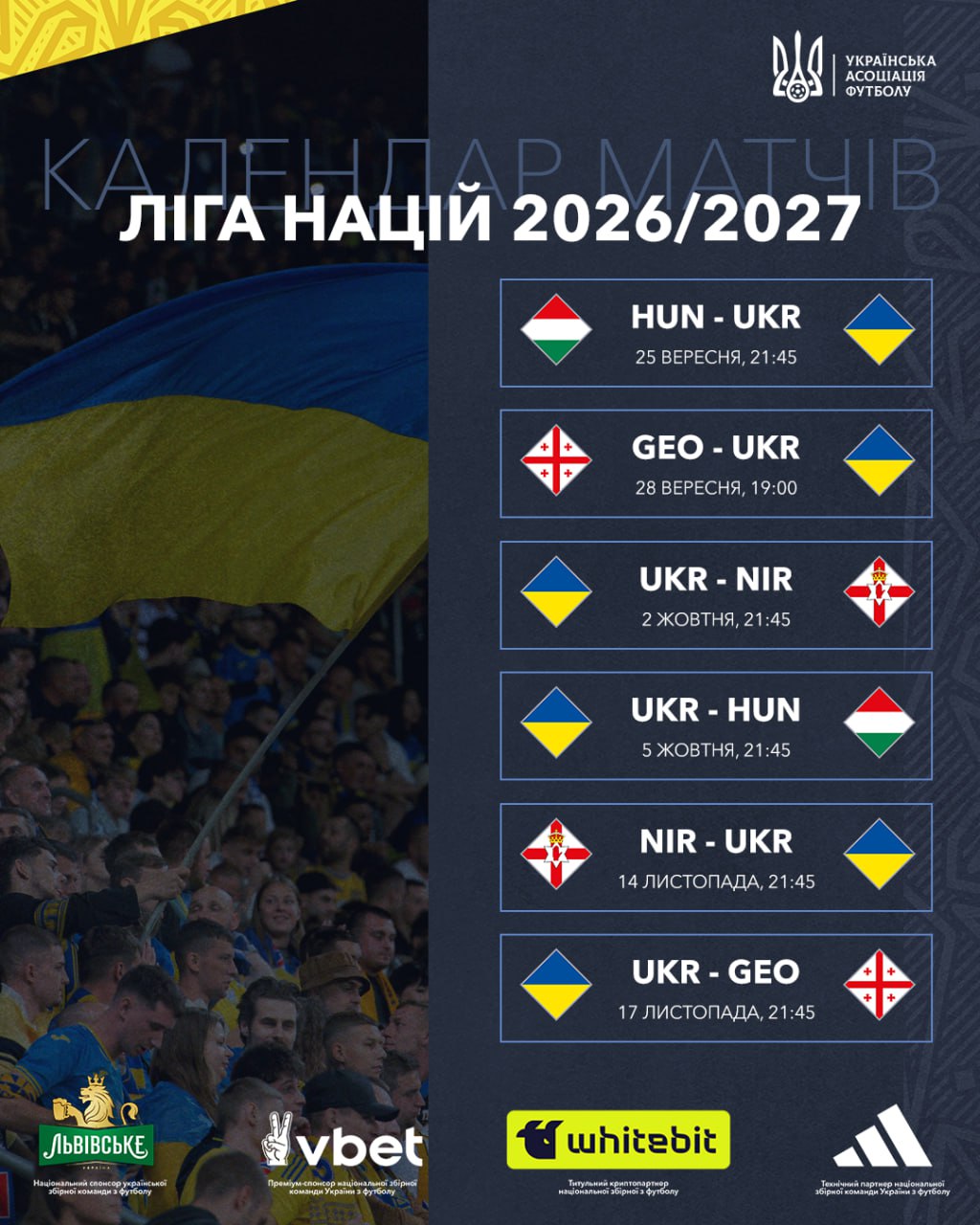 Повний календар України в Лізі націй: коли перші матчі та вирішальний тур