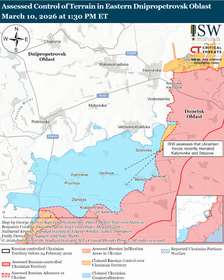 ВСУ продвинулись на Днепропетровщине: в ISW назвали освобожденные населенные пункты (карта)