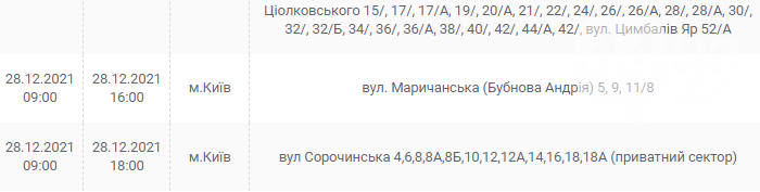 У Києві та області очікуються відключення електрики: графік та адреси