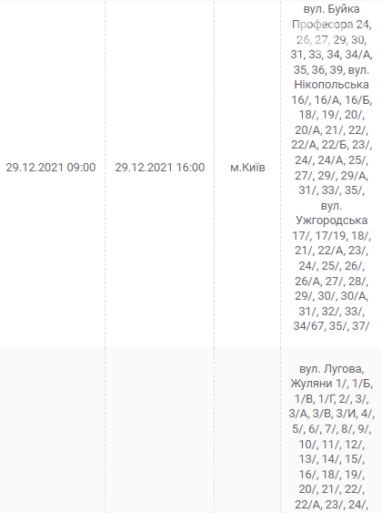 У Києві та області очікуються відключення електрики: графік та адреси