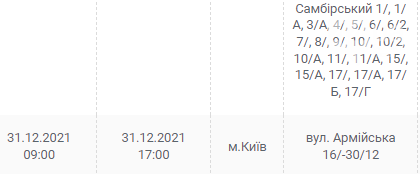 У Києві та області очікуються відключення електрики: графік та адреси