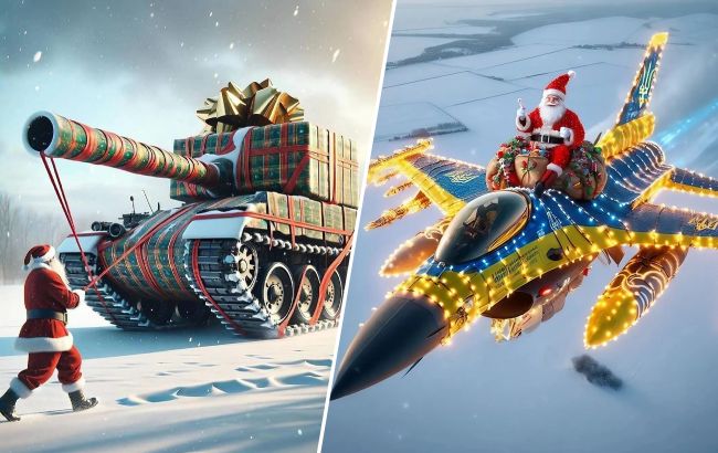 На літаку, в гелікоптері й з танком. Мережу полонили патріотичні "військові фото" святого Миколая