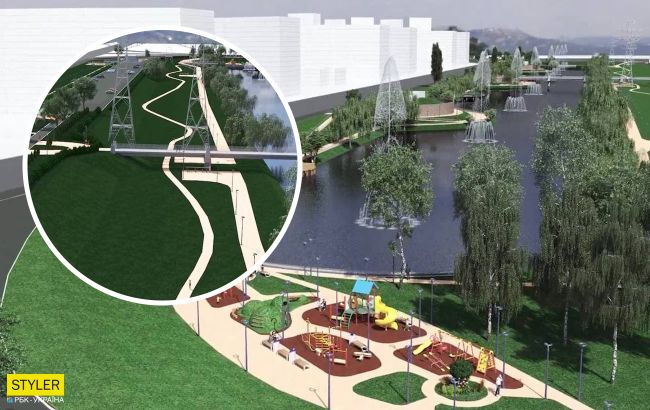 На Троещине построят огромную зону отдыха с фонтанами на воде: как она будет выглядеть