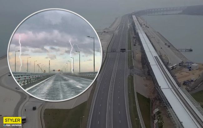 В Керченський міст вдарили одразу дві блискавки (фото)