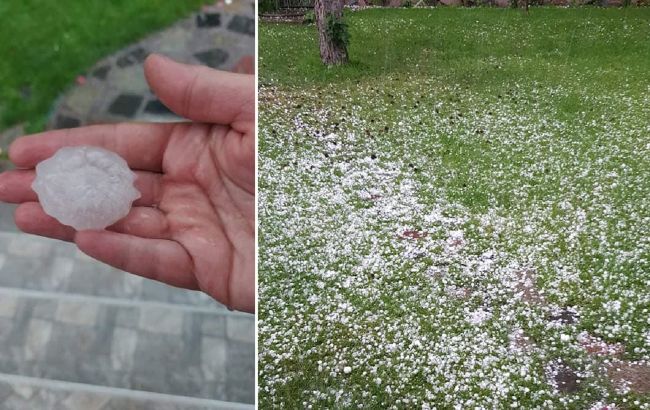 Под Киевом выпал необычный град размером с пельмени: "было страшно" (видео и фото)