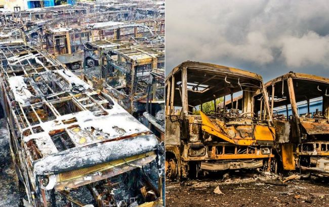 Росіяни ракетами знищили у Дніпрі половину автобусів: дивіться наслідки підлої атаки