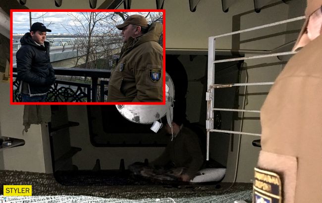 Бесплатное жилье в центре Киева: бездомный обустроил убежище в опоре стеклянного моста (фото)