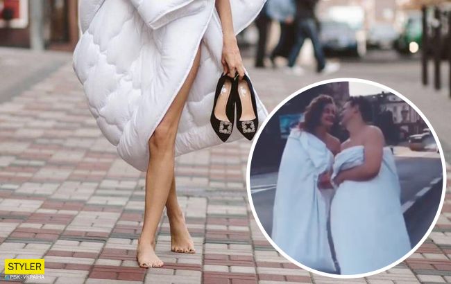 В Ровно парочка разгуливала голышом, прикрываясь одеялами: видео поразило сеть