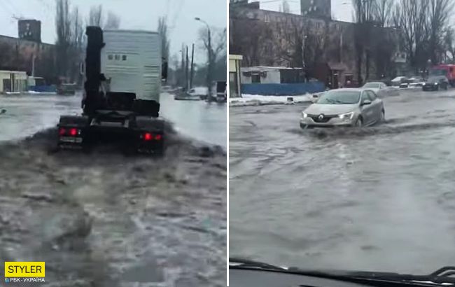 Після снігопадів на Одесу обрушилася вода: машини пливуть по вулицях (відео)