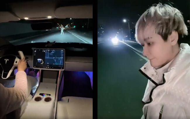 Рискуя жизнью: фанат Tesla встал на пути электрокара, чтобы испытать систему автоторможения