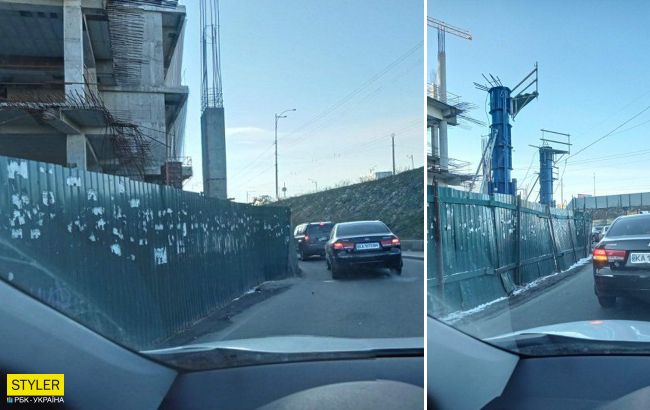 В Киеве на автотрассе строят торговый центр: фото скандальной застройки