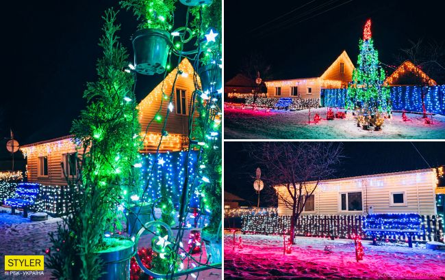 Под Черниговом мужчина сказочно украсил свой дом: праздничные фото