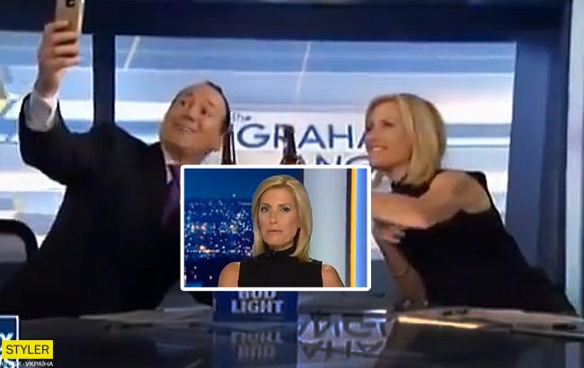 Опасное селфи: телеведущий упал во время прямого эфира (видео)