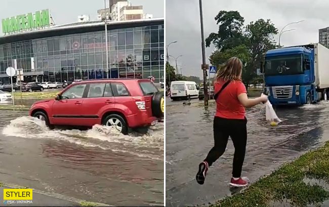 Киев затопило после "тропического" ливня: улицы превратились в реки (видео и фото)