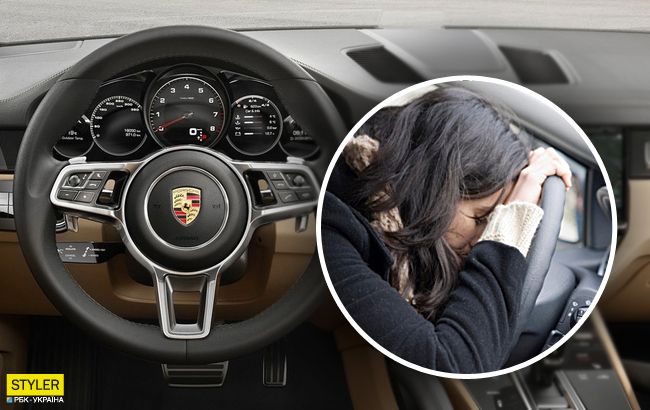 Попутала педали: в Киеве пьяная девушка протаранила шесть машин на своем Porsche