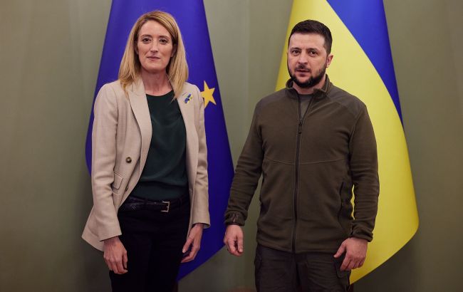 Зеленський зустрівся з президентом Європарламенту Робертою Мецолою в Києві
