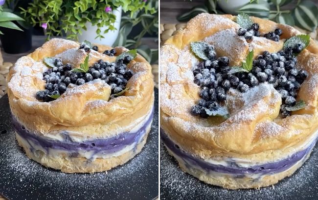 Рецепт десерту з чорницею, який схожий на гігантський еклер: здивує своїм смаком